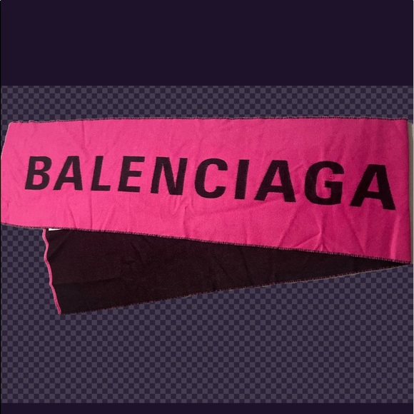 100% Authentic Balenciaga Macro Logo Jacquard Wool Scarf - Picture 3 of 4